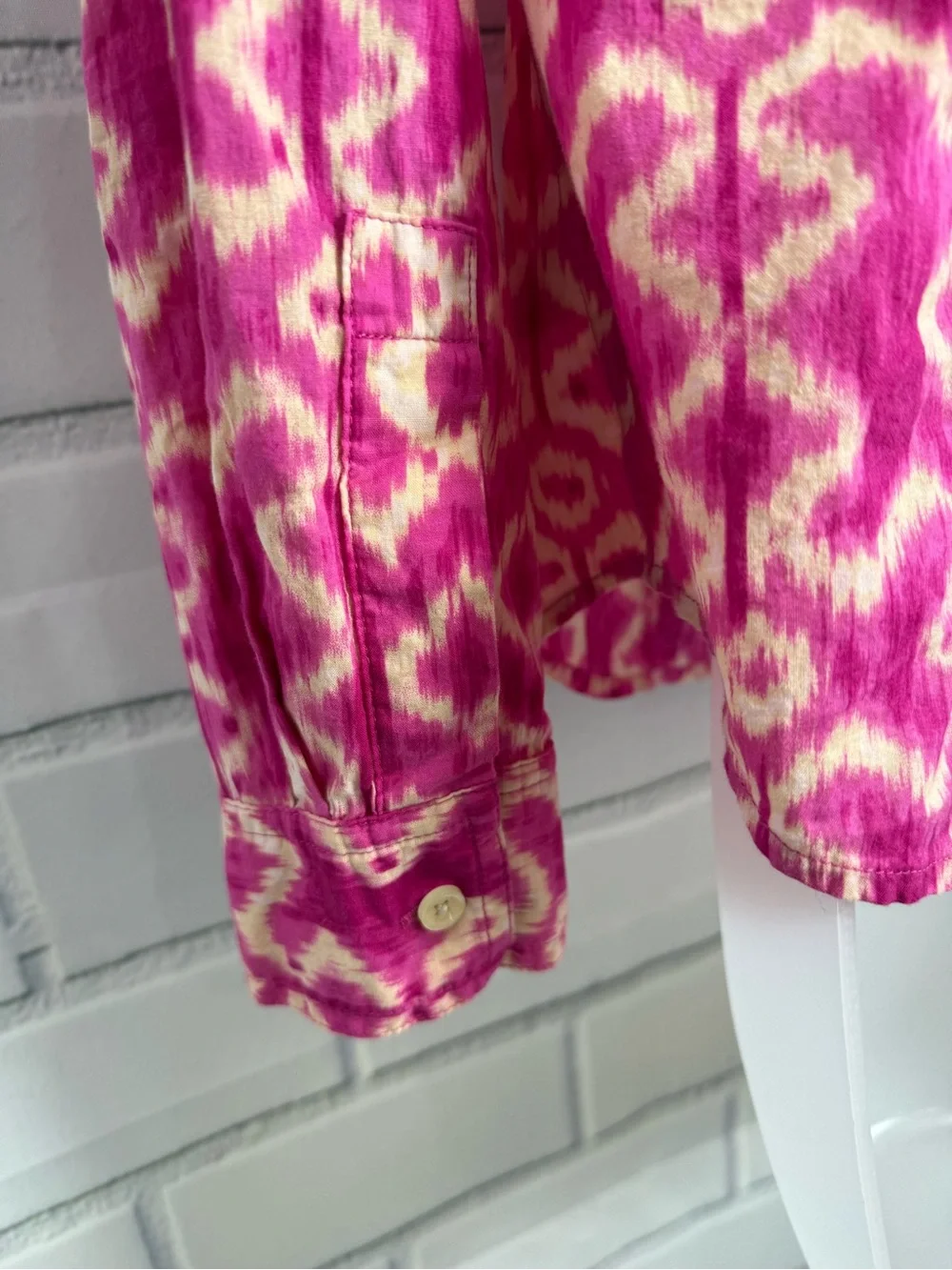 Michael Kors Pink Ikat Print Button Front Shirt Petite P
